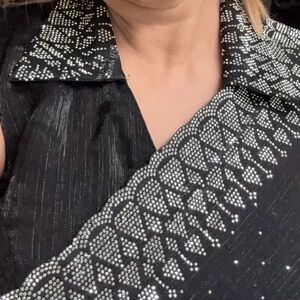 Black and Silver stone work drape saree with readymade sleeveless blouse!!